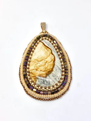 Picture Jasper Bead Embroidered Pendant