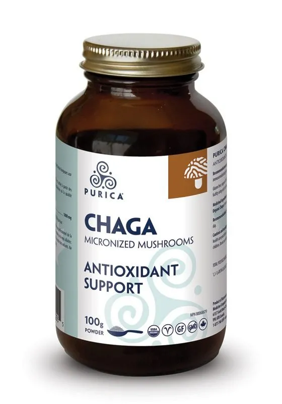 Purica Chaga Powder 100 Grams, Antioxidant Support