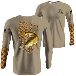 Redfish Flag Pewter Long Sleeve Performance Dri-fit (LS16)