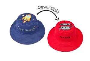 Reversible Kids Sun Hat - Spaceship / Robot