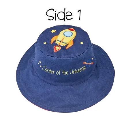 Reversible Kids Sun Hat - Spaceship / Robot