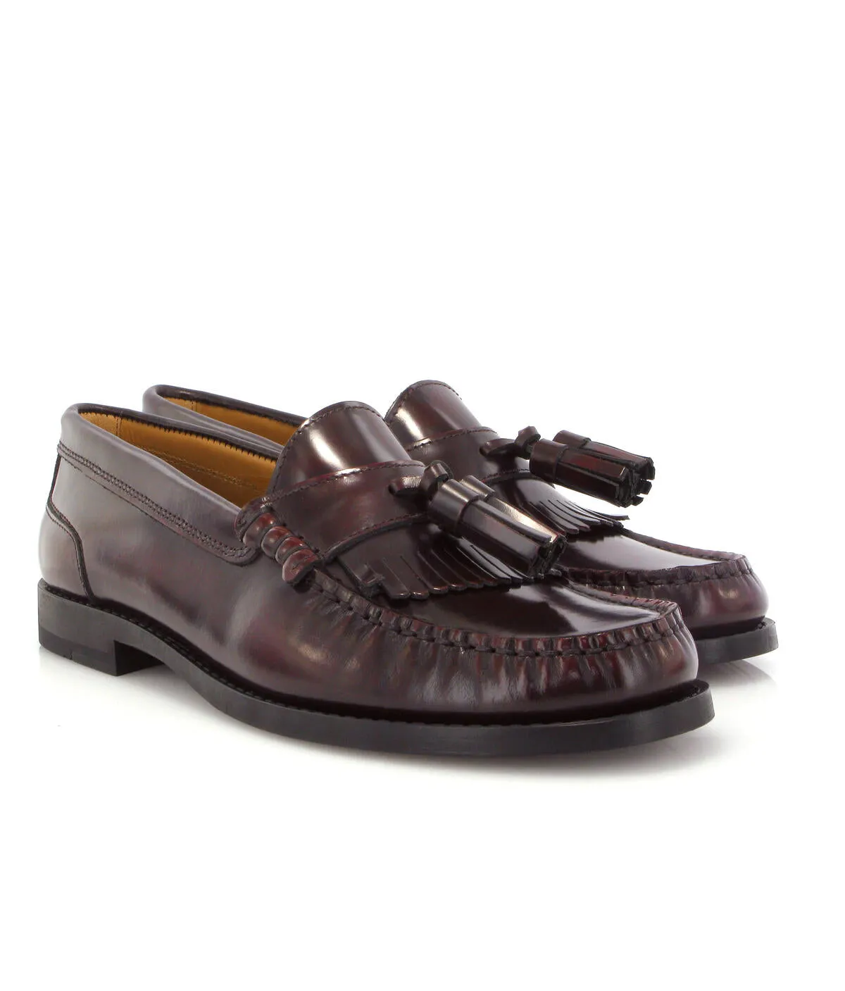 Sarah com borlas - pele polida bordeaux