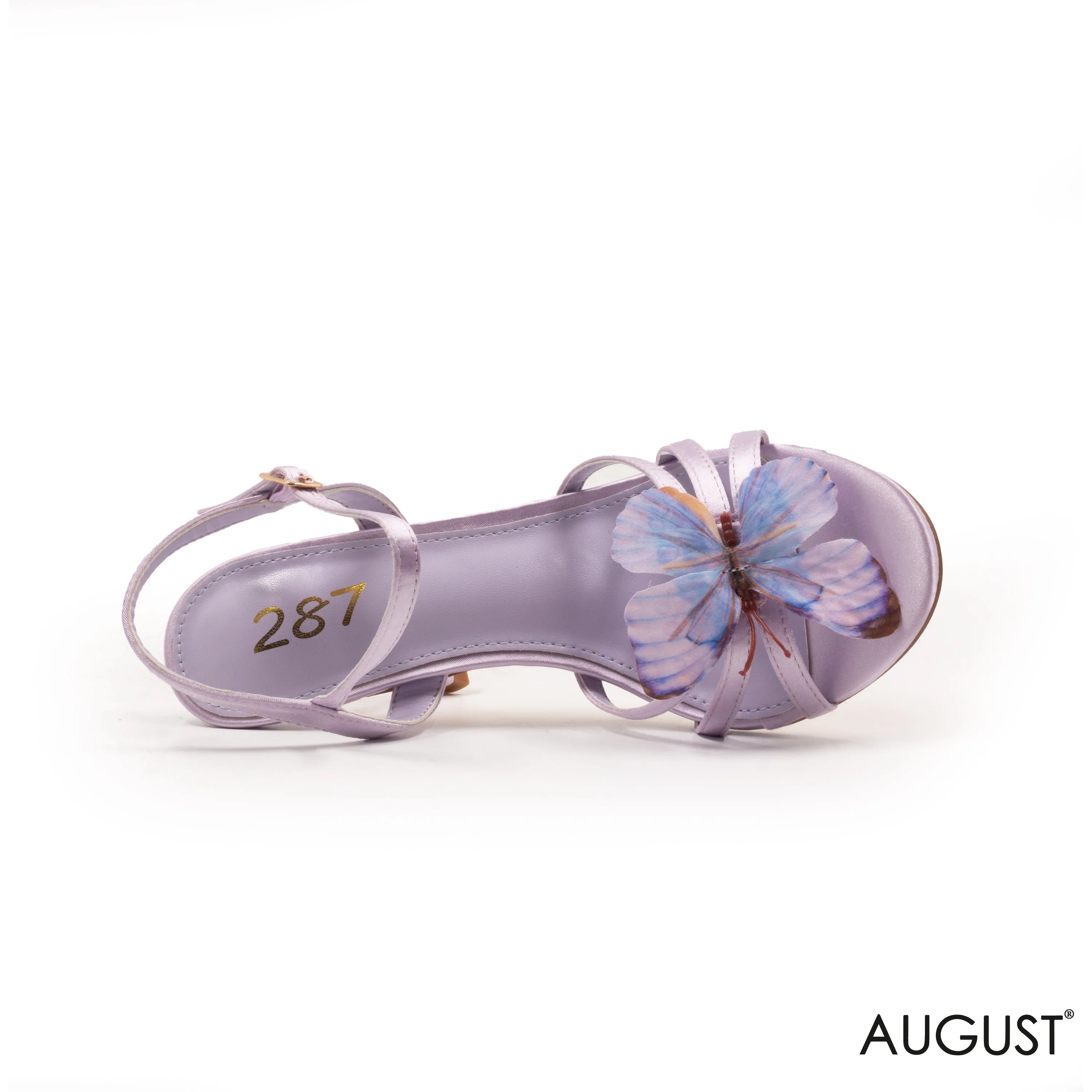SATIN STRAPPY HEELED SANDAL WITH DETAILS BUTTERFLY