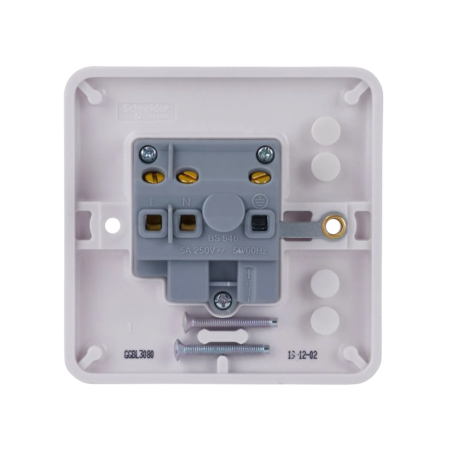 Schneider Electric GGBL3080 Lisse White Moulded 5A 1G Round Pin Unswitched Socket