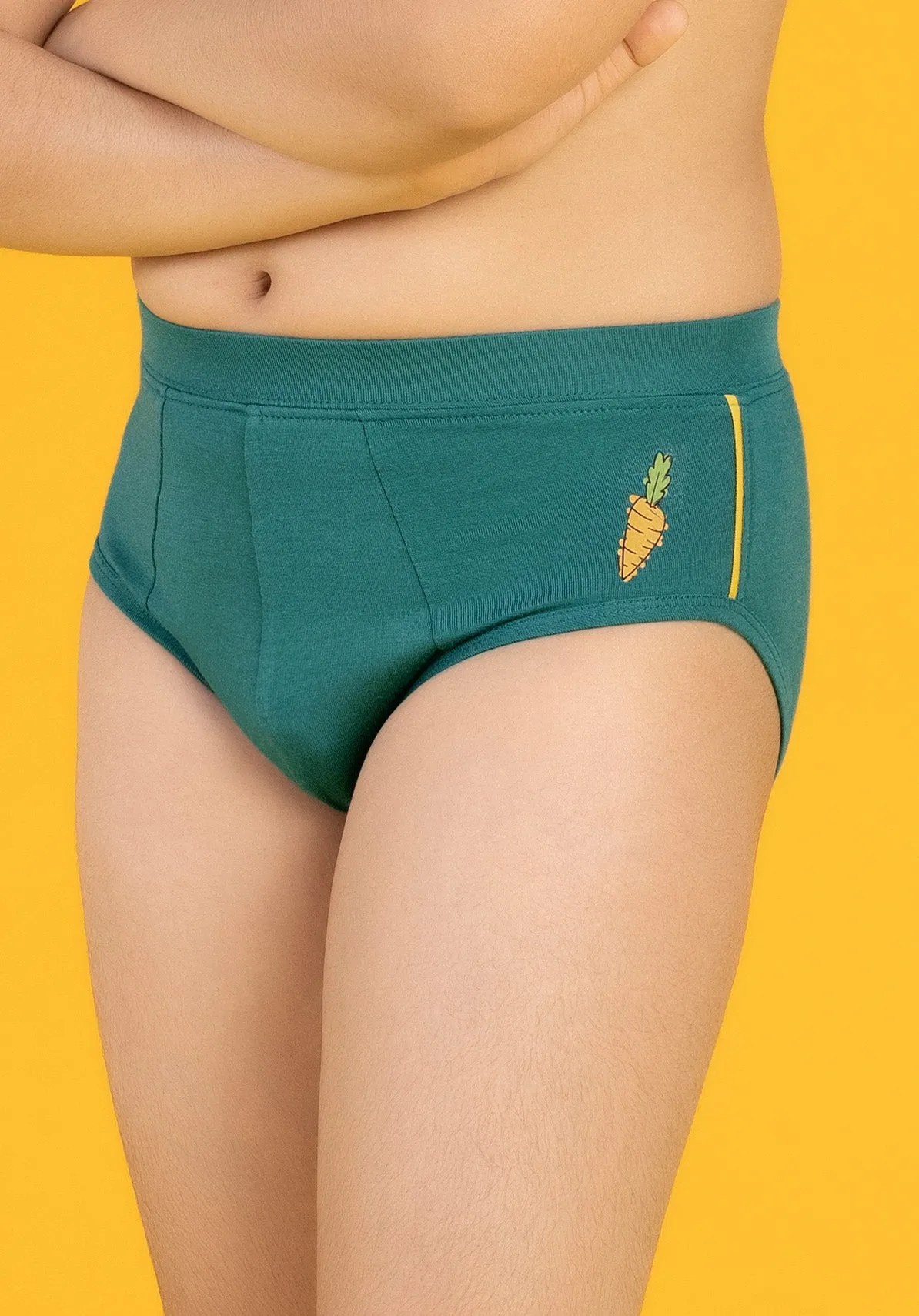 Scribbles Boys Briefs Green Tencel Modal - Carrot