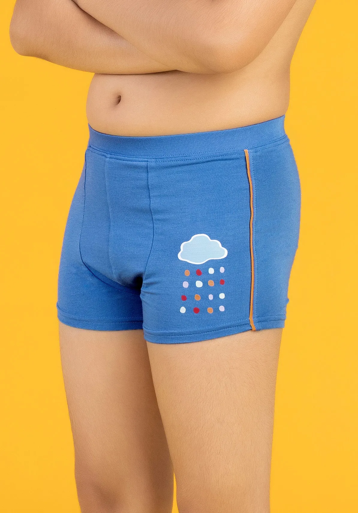 Scribbles Boys Trunks Blue Tencel Modal - Raincloud