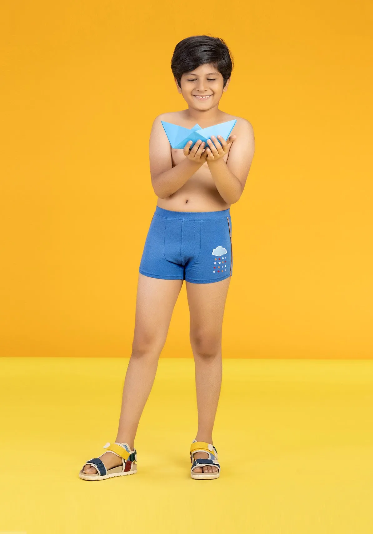 Scribbles Boys Trunks Blue Tencel Modal - Raincloud