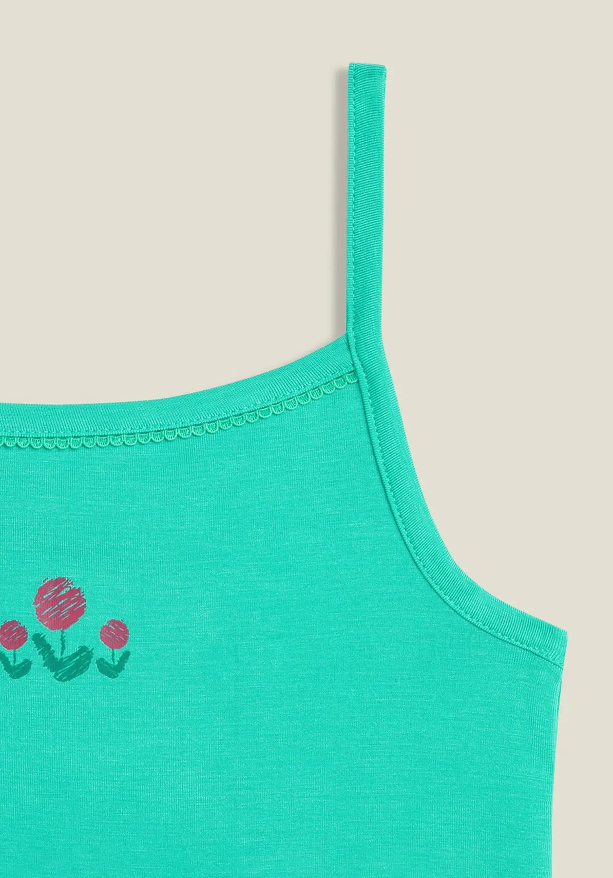 Scribbles Girls Slip Green Tencel Modal - Floral