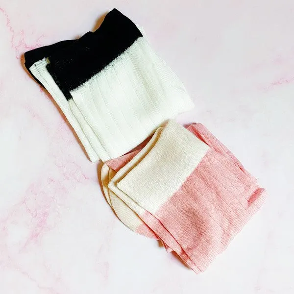 Selah Silky Jacquard Socks - 2-Pack, Pink & White, Lightweight, One Size