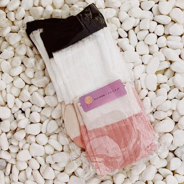 Selah Silky Jacquard Socks - 2-Pack, Pink & White, Lightweight, One Size