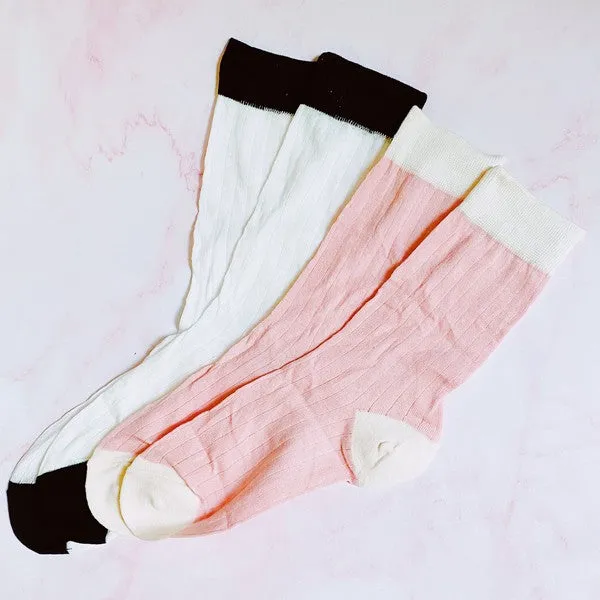 Selah Silky Jacquard Socks - 2-Pack, Pink & White, Lightweight, One Size