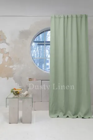 Set of 2 blackout linen curtains in Sage Green