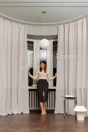 Set of 2 linen curtains (Density: 175 g/m2) in Natural Light color