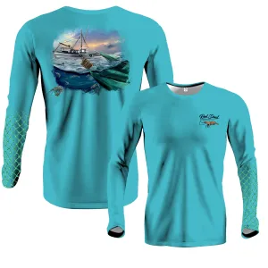 Shrimp Boat Long Sleeve Teal Performance Dri-Fit (LS18)