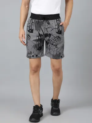 Sport Sun Dark Grey Printed Men NS Lycra Shorts