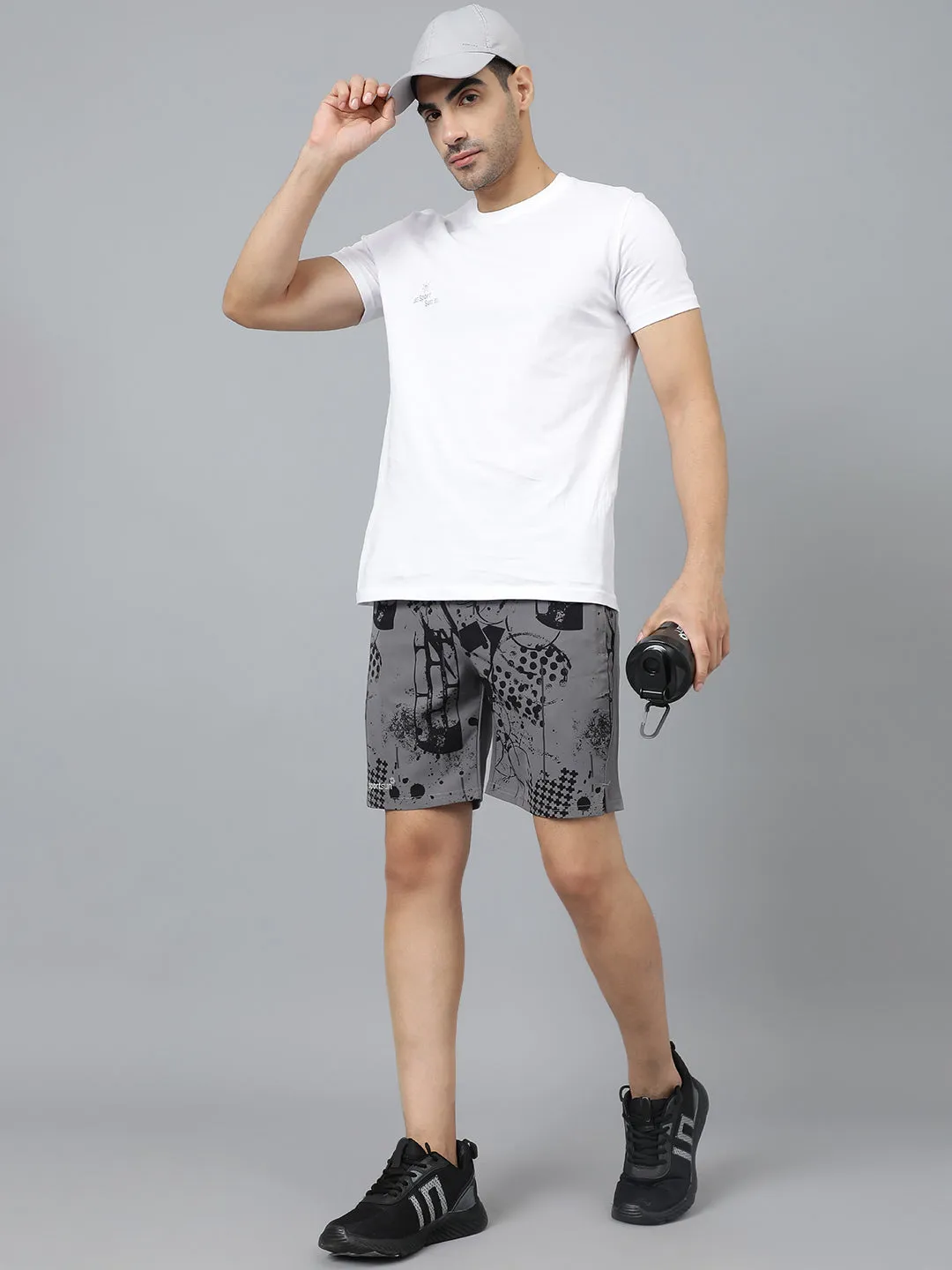 Sport Sun Dark Grey Printed Men NS Lycra Shorts