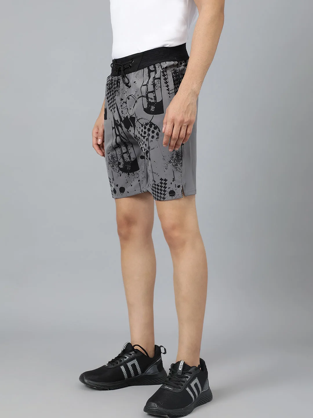 Sport Sun Dark Grey Printed Men NS Lycra Shorts