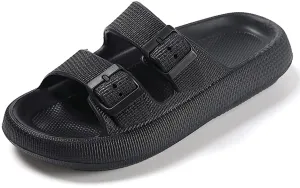 TREEMALL Pillow Sandals Cloud Slides for Women Men,Quick Drying Buckle Sandals Non-Slip Open Toe Double Strap Sandals