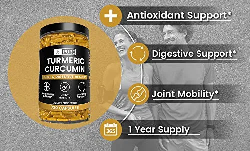 Turmeric Curcumin, 660mg, 730 Caps, 1 Year Supply, Natural &amp; Gentle Antioxidant, Lab-Tested for Purity, Made in USA, No Rice or Stearates, Non-GMO, Made in The USA, Satisfaction Guaranteed