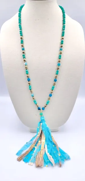 Turquoise Blue necklace with tassel