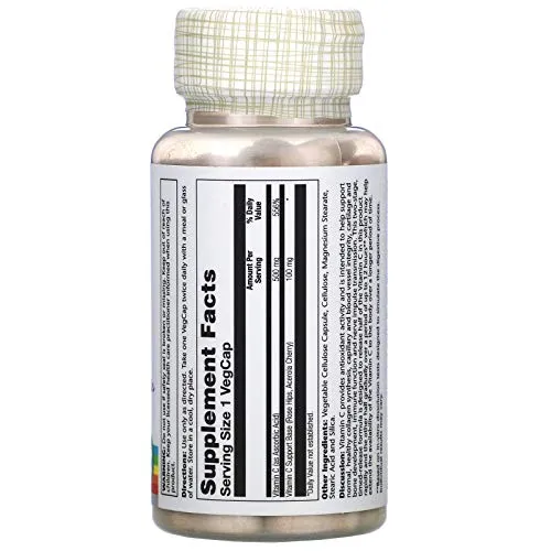 Vitamina C 500 mg, dos etapas Solaray 100 cápsulas