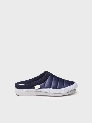Women's clog-style slipper in padded fabric and felt in Navy - MORA-TK
