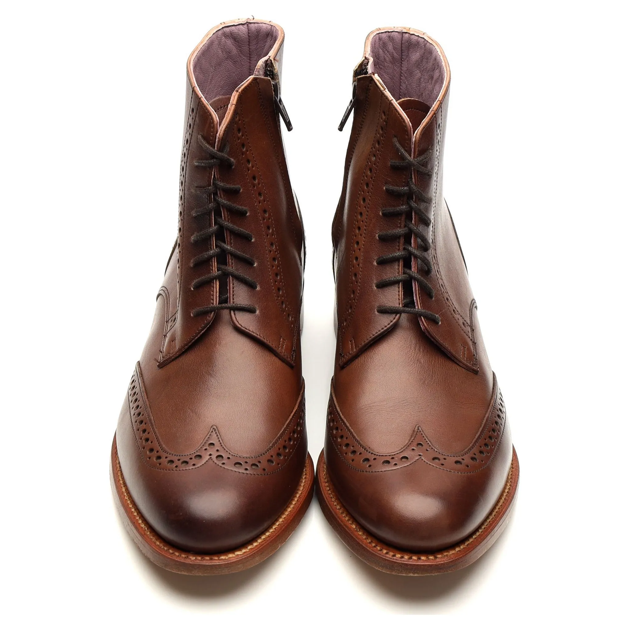 Women's 'Faye' Brown Leather Brogue Boots UK 7 D