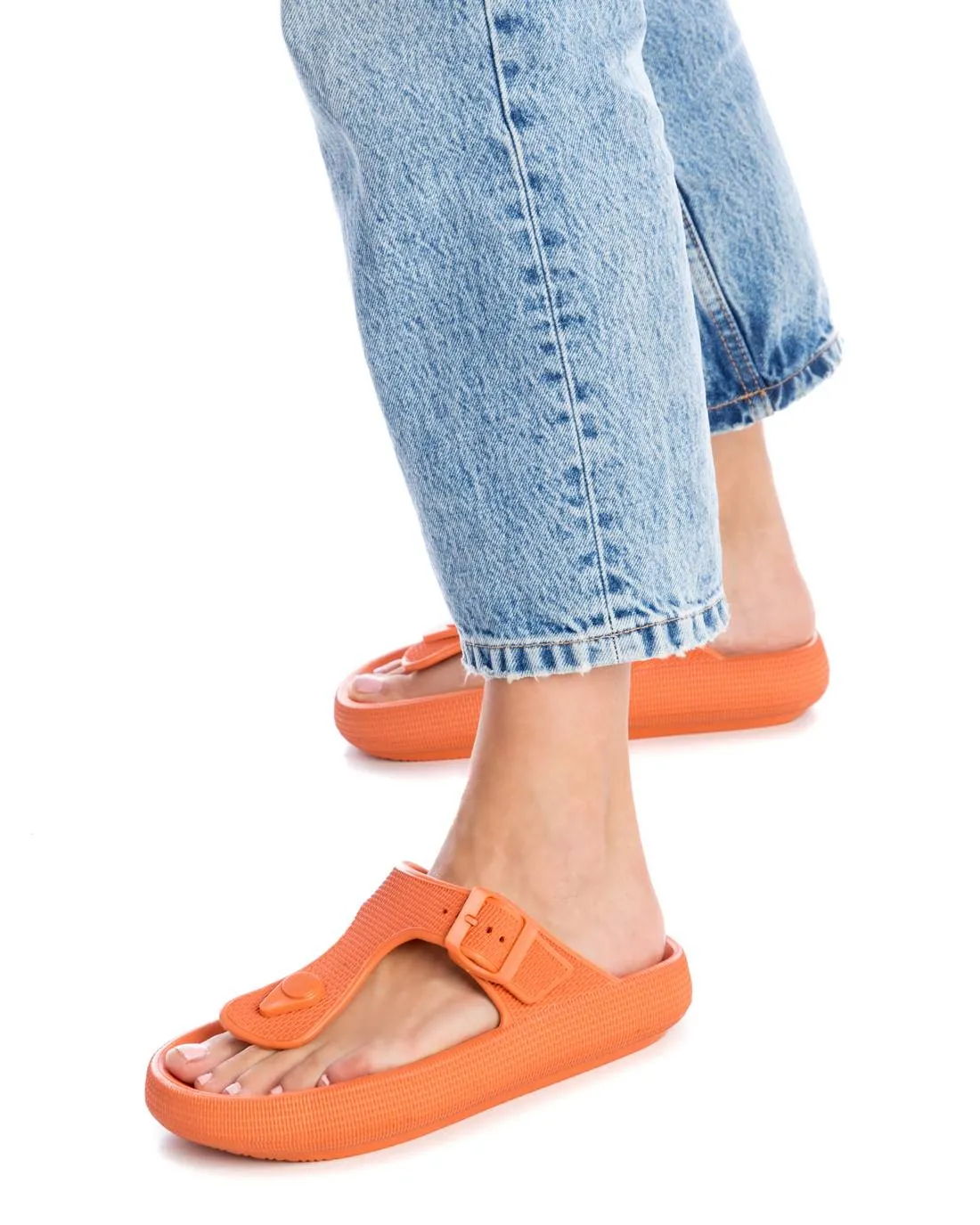 Women's Rubber Flip Flops Sandals By XTI_141469_Orange