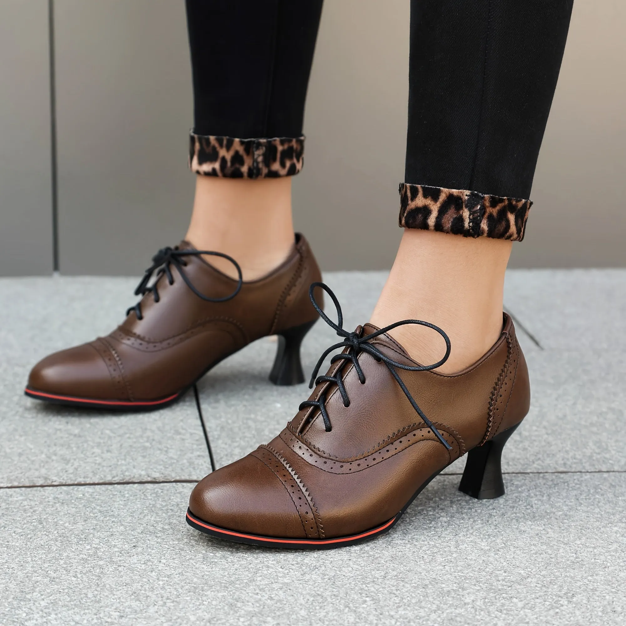 Women's Witchy Solid Color High Heels, Fashionable Lace Up Dress Pumps, Women's Round Toe Heels