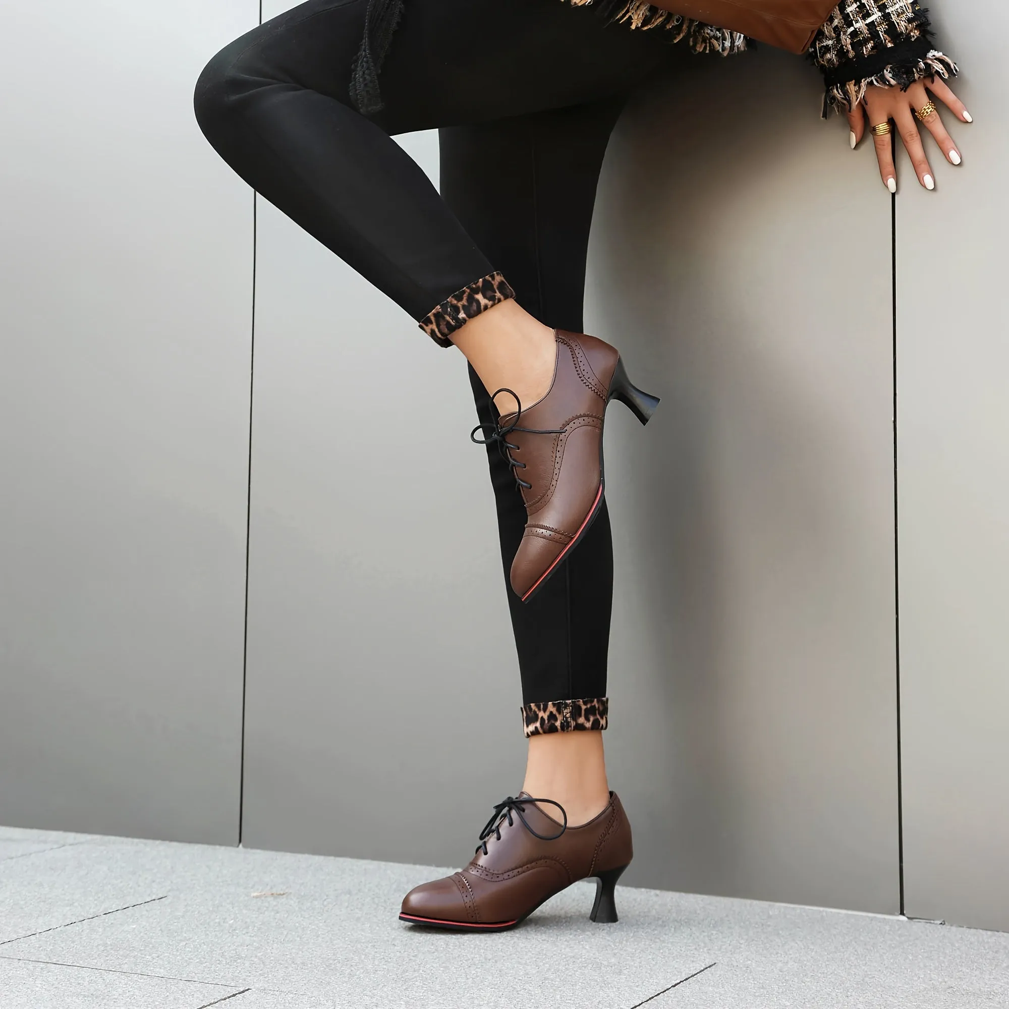 Women's Witchy Solid Color High Heels, Fashionable Lace Up Dress Pumps, Women's Round Toe Heels