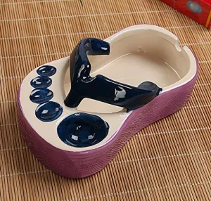 YOURNELO Creative Flip Flops Ceramic Cigarette Ashtray Holder for Home Car (Midnightblue)