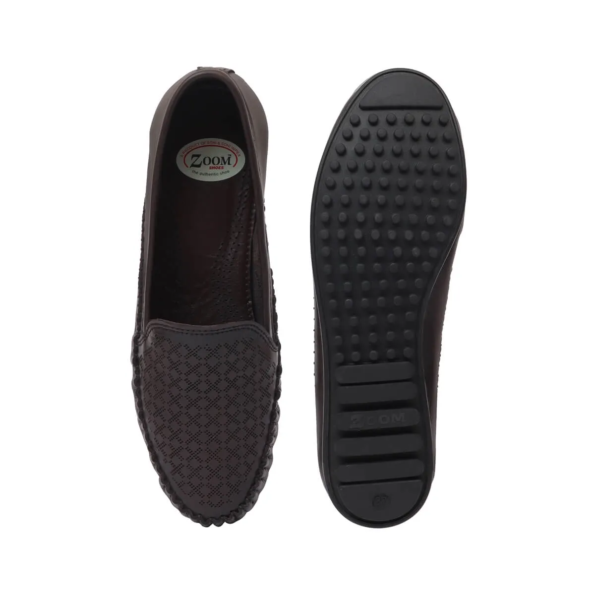 Zoom Shoes Pure Leather Casual Bellies For Women In Brogue Design ZIPPY