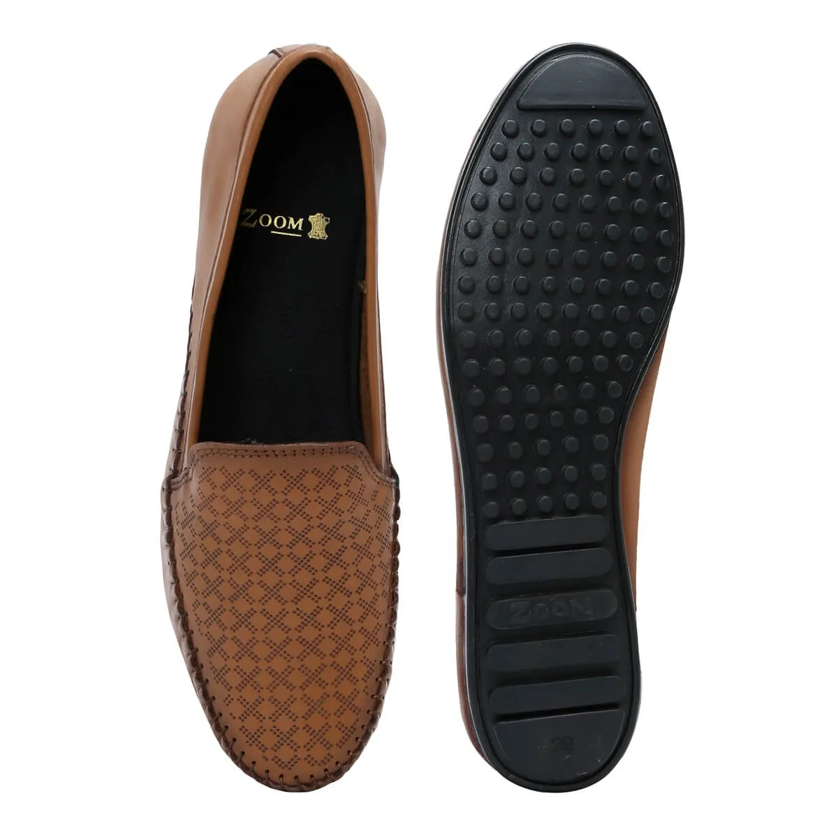 Zoom Shoes Pure Leather Casual Bellies For Women In Brogue Design ZIPPY